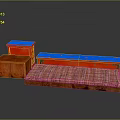Vintage Furniture Collection With Red Cabinets Blue Tops And Plaid Pattern Cushions