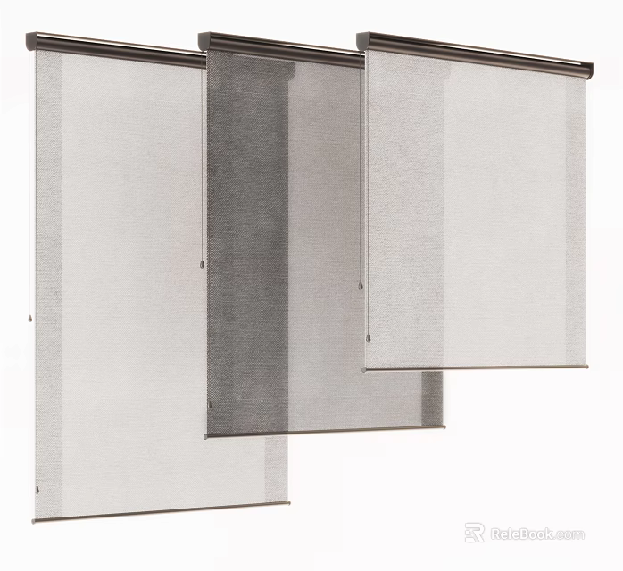 Modern Sheer And Opaque Roller Blinds For Home Window Decoration 3d model 