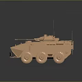 Armored Military Vehicle With Six Wheels Front Plow And Antennas Design