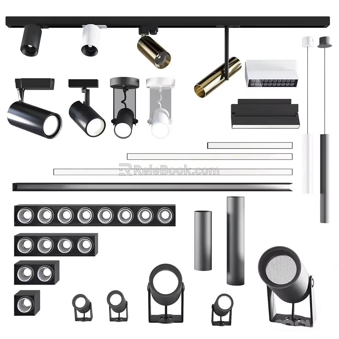 Modern lamp combination downlight spotlight combination 3d model