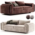 Modern Two Seater Sofa With Velvet Upholstery Accent Pillows And Two Color Options