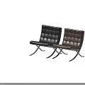 Stylish Upholstered Leisure Chairs in Black and Brown with Tufted Design and Crossed Metal Legs