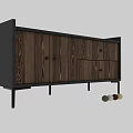 Modern Wooden Dresser with Gray Frame Black Metal Legs and Storage Design