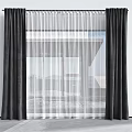 Modern Double Layer Curtains With Sheer And Dark Panels For Window 3d model