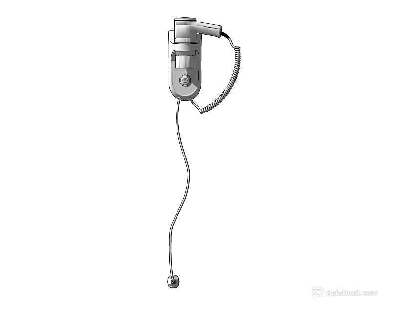 Handheld Wall Mounted Hair Dryer As Daily Electrical Appliance With Long Power Cord 3d model 