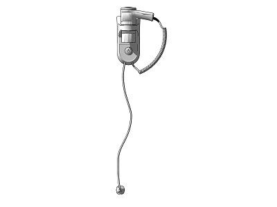 Handheld Wall Mounted Hair Dryer As Daily Electrical Appliance With Long Power Cord 3d model