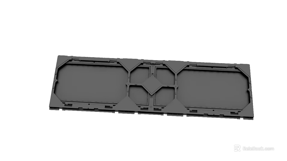 Gray Rectangular Mechanical Panel With Frame Structure And Edge Design Details 3d model 