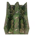 Detailed 3D Terrain Model Featuring Mountain Ranges Canyon And Green Vegetation