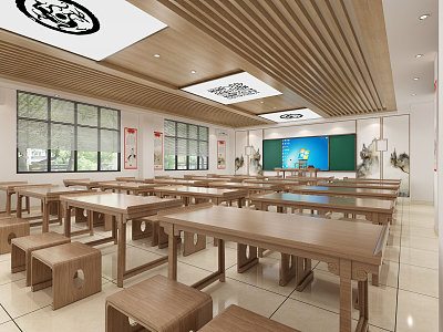 New Chinese Classroom History Classroom 3d model