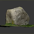 Natural Stone Decorative Object With Mossy Surface And Green Grass Base
