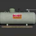 Light Green Gas Cylinder With Green Cap Pipes Valves And Pink Orange Label On Base