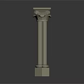 Classical Architectural Column With Ornate Capital Cylindrical Shaft And Hexagonal Base