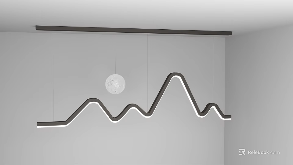 Modern Wave Shaped Chandelier With Circular Accent For Indoor Ceiling Lighting 3d model