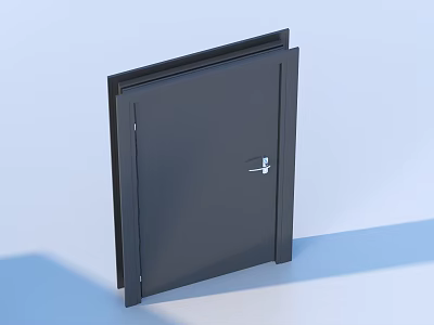 Black Modern Hinged Door With Sleek Design And Metal Lock For Home Interior 3d model