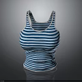 Blue And White Striped Fitted Tank Top For Women's Everyday Casual Wear