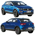 Blue Volkswagen T ROC Front And Rear Views