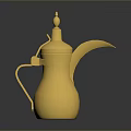 Elegant Golden Metallic Kettle With Shiny Decorative Design For Home Interior