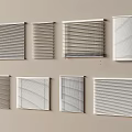 Various Window Blinds Designs Displayed on Wall for Home Decor 3d model
