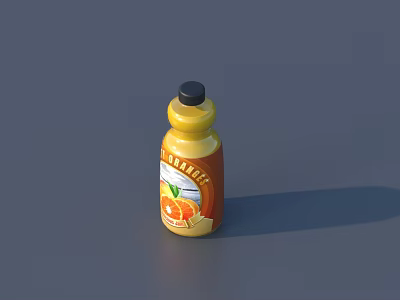 Fresh Bottled Orange Juice With Orange Fruit Label On Yellow Container 3d model