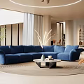 Luxury Soft Blue Velvet Sectional Sofa Set For Spacious Bright Modern Cozy Living Room