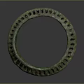 Ancient Bronze Circular Sculpture Carving With Hollowed Out Patterns And Green Patina