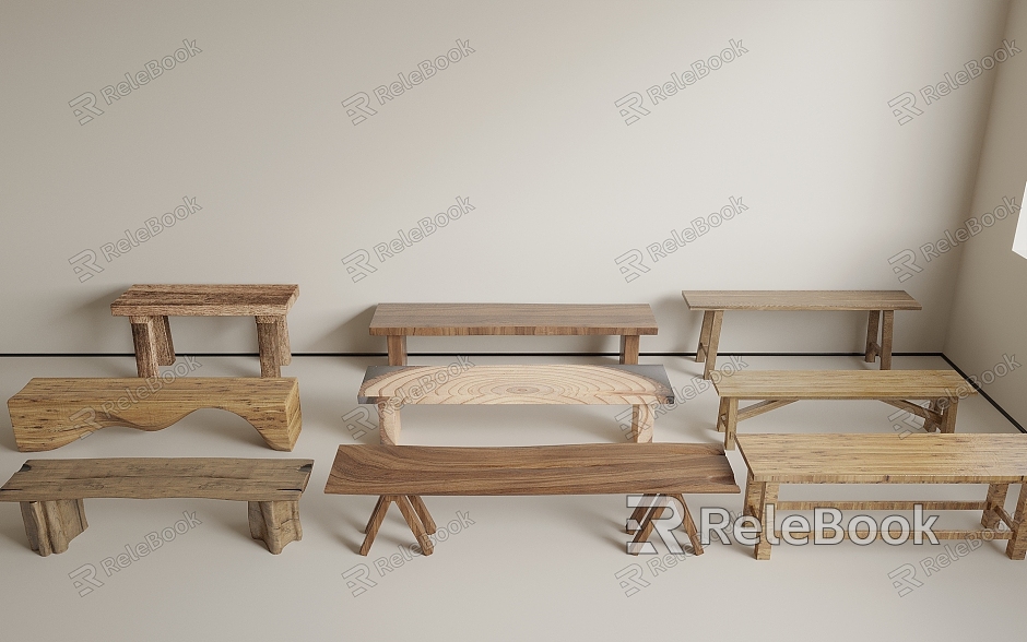 New Chinese Style Wooden Bench Shoes Bench Solid Wooden Stool Bench model