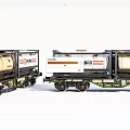 Vintage Model Railway Tank Cars With Green Chassis And White Tanks