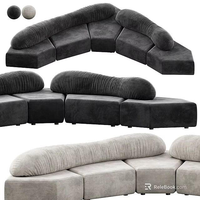 Modern Sectional Sofa With Modular Design And Various Gray Color Options 3d model