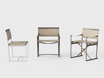 Modern Leisure Chairs In Three Designs With Metal Frames And Fabric Seats 3d model