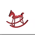 Red Wooden Rocking Horse For Children With Classic Design And Stable Structure
