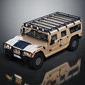 Golden Hummer SUV with Roof Rack and Spotlights in Off Road Style