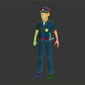 3D Police Officer Character in Blue Uniform with Hat Badge and Brown Belt