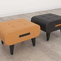 Orange and Black Leather Shoe Bench with Tufted Design Handle and Slim Legs