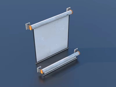 Sturdy Metal Roller Blind Device With Orange End Rods For Window Covering 3d model