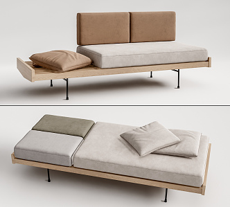 Modern combination sofa chaise longue chaise longue bed end stool 3d model