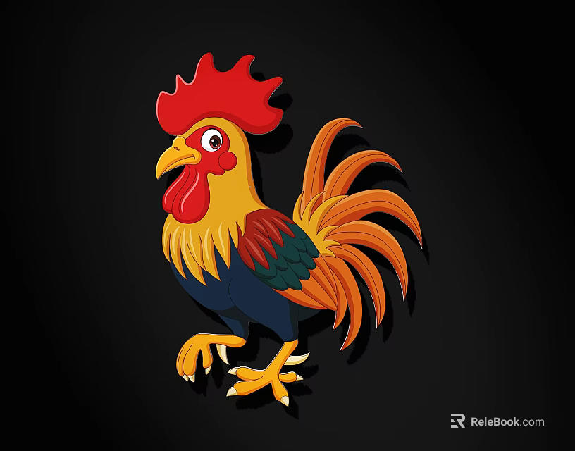 Colorful Rooster Figurine Decorative Ornament Set With Vibrant Red Comb And Multicolored Feathers 3d model 