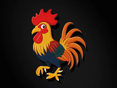 Colorful Rooster Figurine Decorative Ornament Set With Vibrant Red Comb And Multicolored Feathers 3d model