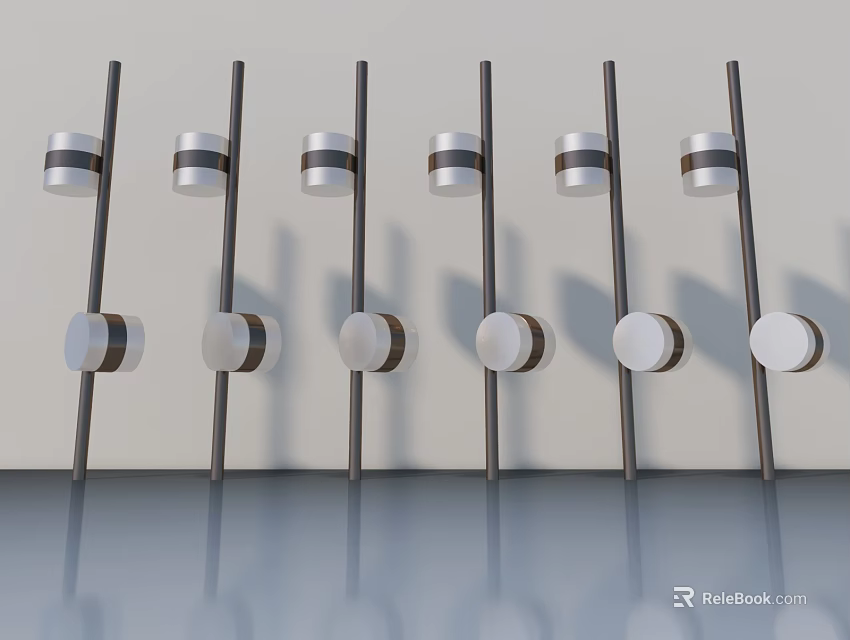 Multiple Modern Hinged Doors With Sleek Metal Handles And White Panels 3d model