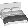 Comfortable Double Bed with White Headboard White Sheets Pillows and Gray Blanket 3d model