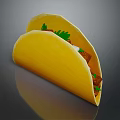 Delicious Taco with Crispy Corn Shell Juicy Meat and Fresh Green Vegetables