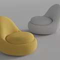 Modern Single Sofa Design With Yellow And Gray Round Shape Upholstered Seating 3d model