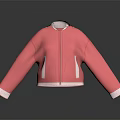 Stylish Pink Jacket With White Collar Cuffs And Front Zipper Pockets 3d model