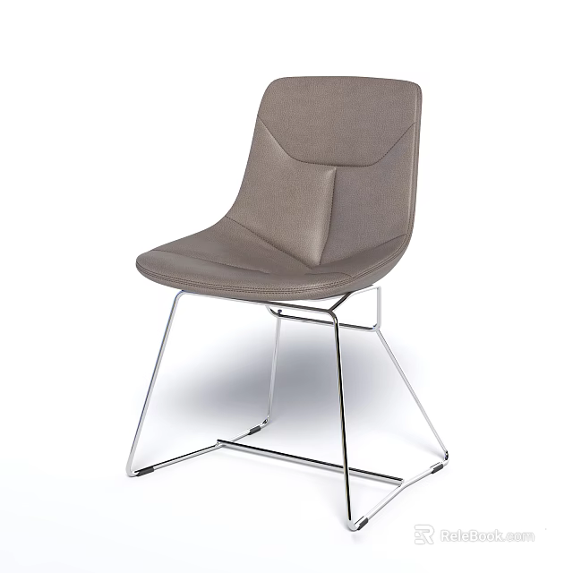 Modern Gray Leisure Chair With Sleek Leather Upholstery And Chrome Metal Frame 3d model 
