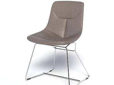 Modern Gray Leisure Chair With Sleek Leather Upholstery And Chrome Metal Frame 3d model