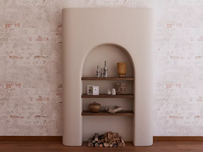 Quiet Ancient Open Cabinet Decorative Wall 3d model