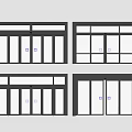 Black Metal Window Frames With Various Designs And Glass Panels 3d model