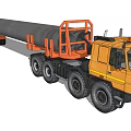 Yellow Heavy Duty Transport Truck Carrying Large Cylindrical Cargo With Multiple Wheels