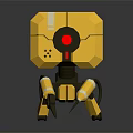 Yellow Mechanical Robot Character With Red Eye And Mechanical Legs Design 3d model