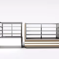 Two Modern Refrigerated Display Cases With Glass Doors And Multiple Shelves For Retail Food