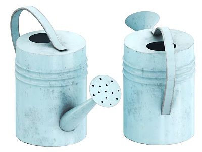 Light Blue Vintage Garden Watering Cans With Handle And Spout Hardware Tools 3d model